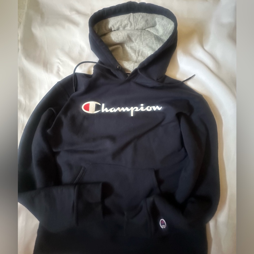 Champion Navy Hoodie Sweatshirt Size Medium